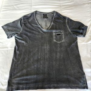 😎XL Distressed Black V Neck T-Shirt by Diesel in Excellent Condition😎